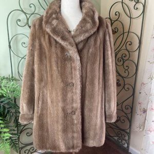 Vintage 70s-80s Faux Fur Brown Mink Coat Medium